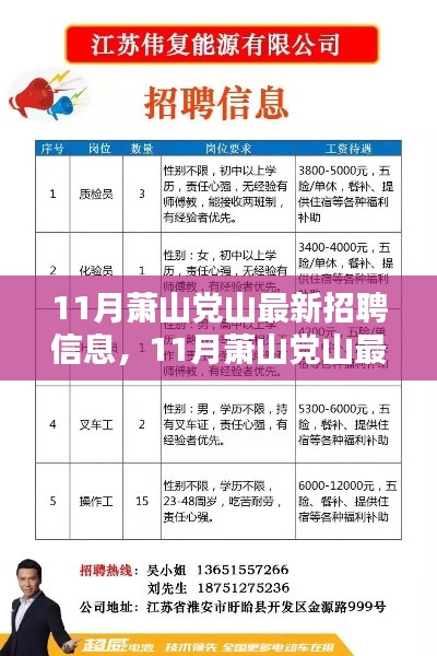 11月萧山党山最新招聘信息全解析与介绍