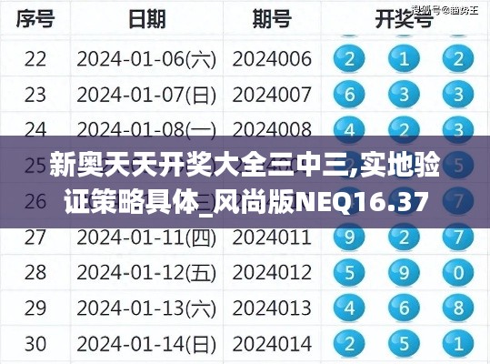 新奥天天开奖大全三中三,实地验证策略具体_风尚版NEQ16.37