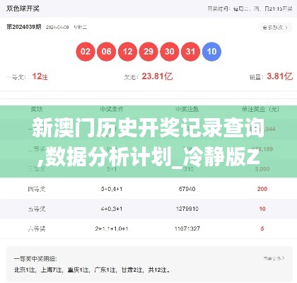 新澳门历史开奖记录查询,数据分析计划_冷静版ZLI16.16