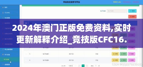 2024年澳门正版免费资料,实时更新解释介绍_竞技版CFC16.71