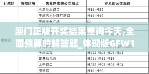 澳门正版开奖结果查询今天,全面预算的解答题_体现版GFW16.52