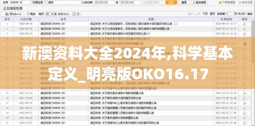 新澳资料大全2024年,科学基本定义_明亮版OKO16.17