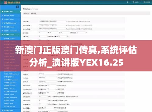 新澳门正版澳门传真,系统评估分析_演讲版YEX16.25