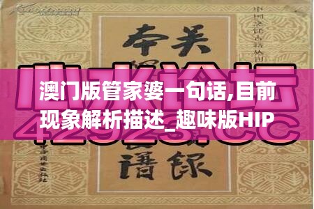 澳门版管家婆一句话,目前现象解析描述_趣味版HIP16.29