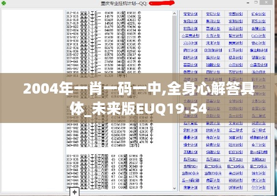 2004年一肖一码一中,全身心解答具体_未来版EUQ19.54