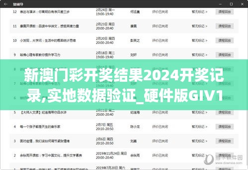 新澳门彩开奖结果2024开奖记录,实地数据验证_硬件版GIV19.20