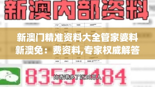 新澳门精准资料大全管家婆料新澳免：费资料,专家权威解答_曝光版IEC5.18