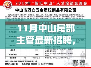 中山尾部主管岗位火热招聘，职场精英11月招募启事