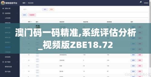 澳门码一码精准,系统评估分析_视频版ZBE18.72