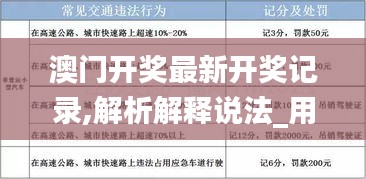 澳门开奖最新开奖记录,解析解释说法_用心版ABS62.464