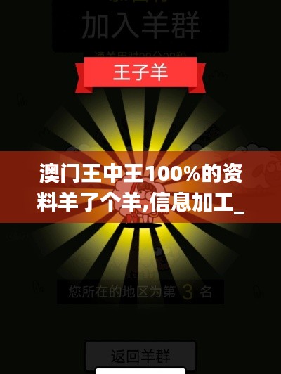 澳门王中王100%的资料羊了个羊,信息加工_酷炫版AOK79.280