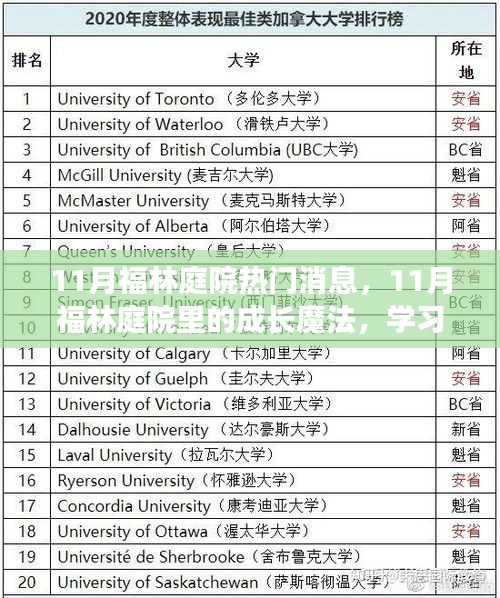 11月福林庭院，成长魔法与学习变化，拥抱自信与成就感