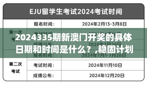 2024335期新澳门开奖的具体日期和时间是什么？,稳固计划实施_FZW1.446传承版