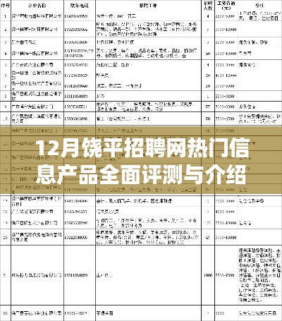 饶平招聘网热门信息产品全面评测与介绍（十二月版）