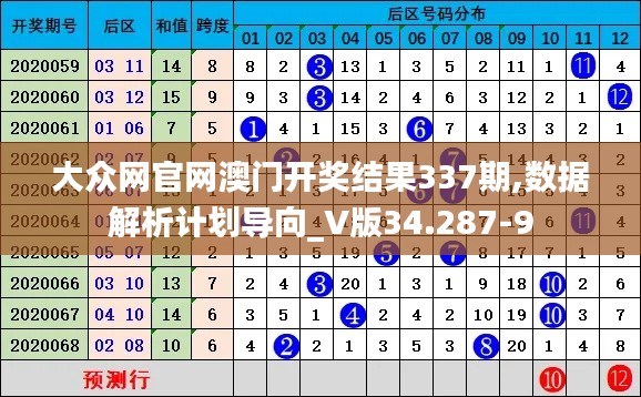 大众网官网澳门开奖结果337期,数据解析计划导向_V版34.287-9