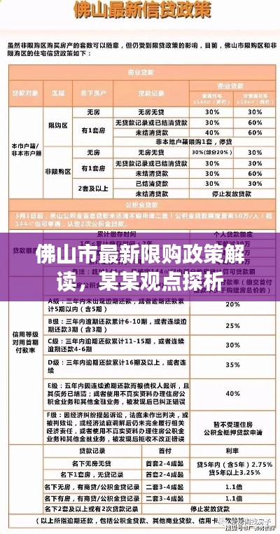 佛山市最新限购政策解读与某某观点探析