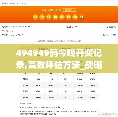 494949码今晚开奖记录,高效评估方法_战略版10.615