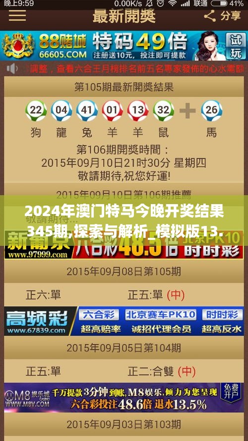 2024年澳门特马今晚开奖结果345期,探索与解析_模拟版13.495