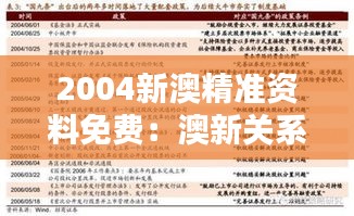 2004新澳精准资料免费：澳新关系研究的新起点