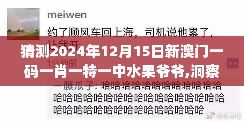 猜测2024年12月15日新澳门一码一肖一特一中水果爷爷,洞察最新开奖趋势_微型版9.858