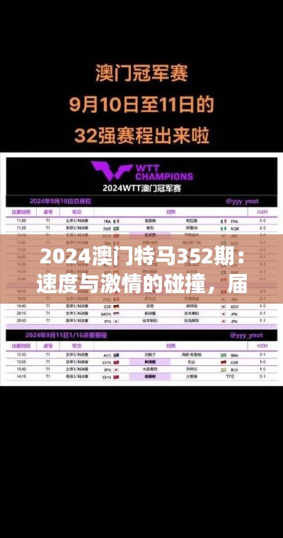 2024澳门特马352期：速度与激情的碰撞，届时见证赛马魅力