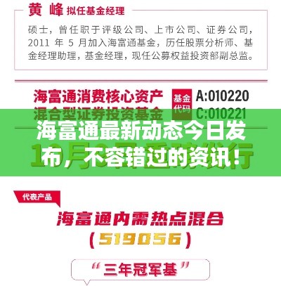 海富通最新动态今日发布，不容错过的资讯！