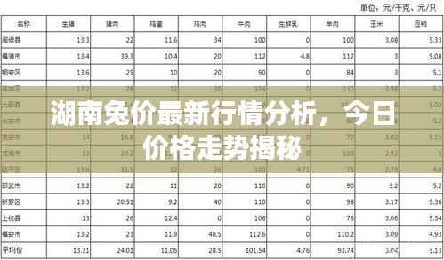 湖南兔价最新行情分析，今日价格走势揭秘