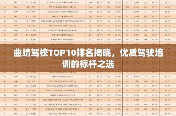 曲靖驾校TOP10排名揭晓，优质驾驶培训的标杆之选