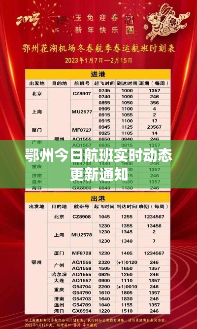 鄂州今日航班实时动态更新通知