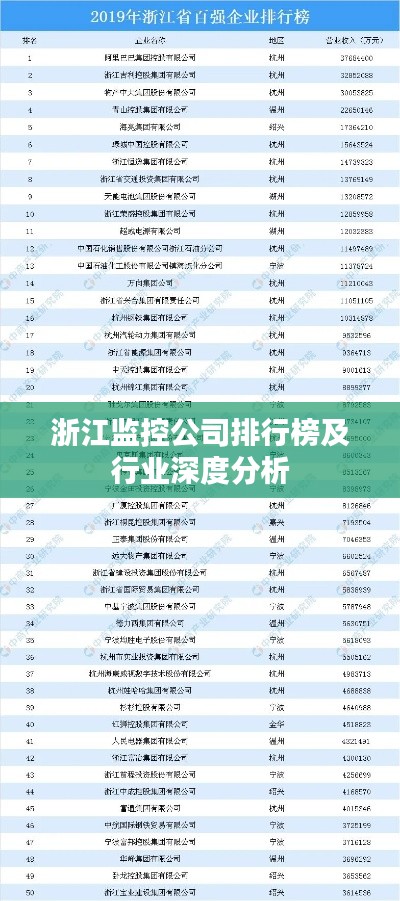 浙江监控公司排行榜及行业深度分析