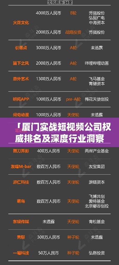 「厦门实战短视频公司权威排名及深度行业洞察报告」