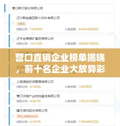 营口直销企业榜单揭晓，前十名企业大放异彩