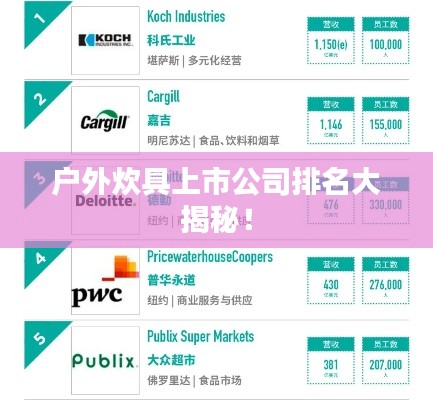 户外炊具上市公司排名大揭秘！
