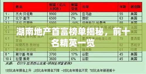 湖南地产首富榜单揭秘，前十名精英一览