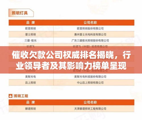 催收欠款公司权威排名揭晓，行业领导者及其影响力榜单呈现