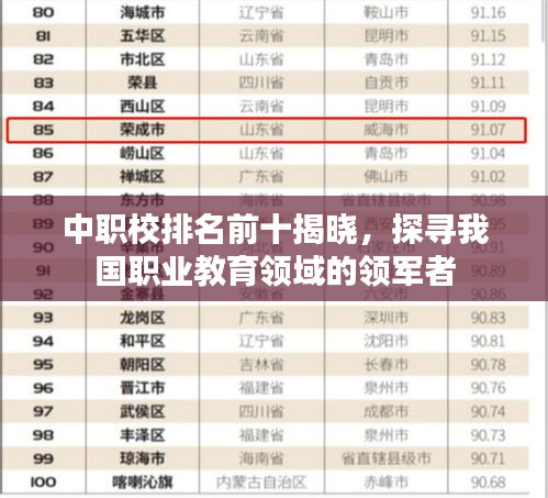 中职校排名前十揭晓，探寻我国职业教育领域的领军者