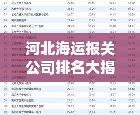 河北海运报关公司排名大揭秘，影响力榜单重磅出炉！