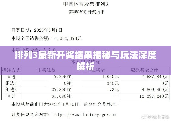 排列3最新开奖结果揭秘与玩法深度解析