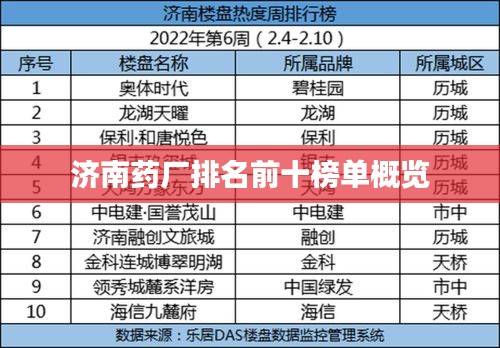 济南药厂排名前十榜单概览