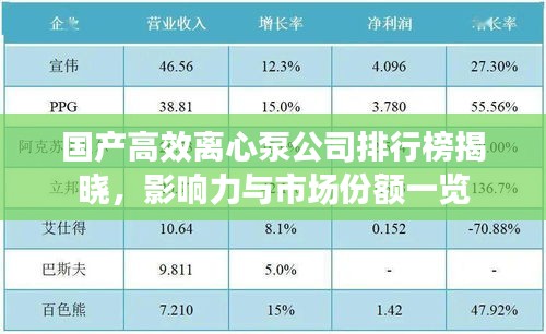 国产高效离心泵公司排行榜揭晓，影响力与市场份额一览