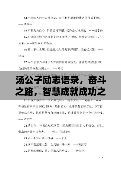 汤公子励志语录，奋斗之路，智慧成就成功之巅