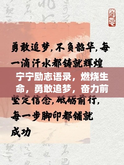宁宁励志语录，燃烧生命，勇敢追梦，奋力前行！