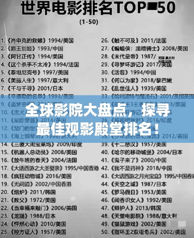 全球影院大盘点，探寻最佳观影殿堂排名！